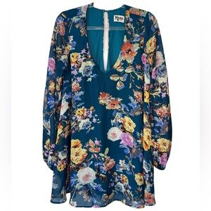 Show Me Your MuMu Donna Michelle Floral Teal Tunic Dress – Small